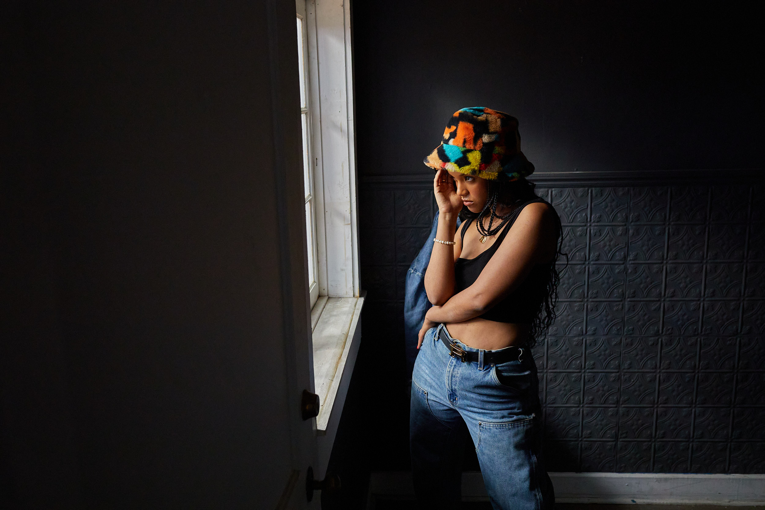 Portrait of a lifestyle model wearing a colorful hat - John Robson Photography