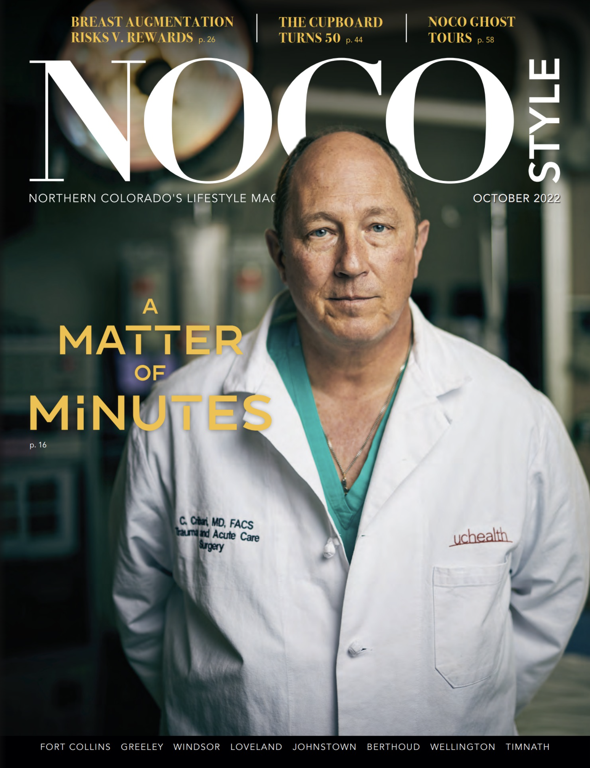 Cover of NOCO Style Magazine featuring a Trauma doctor - John Robson Editorial Photography